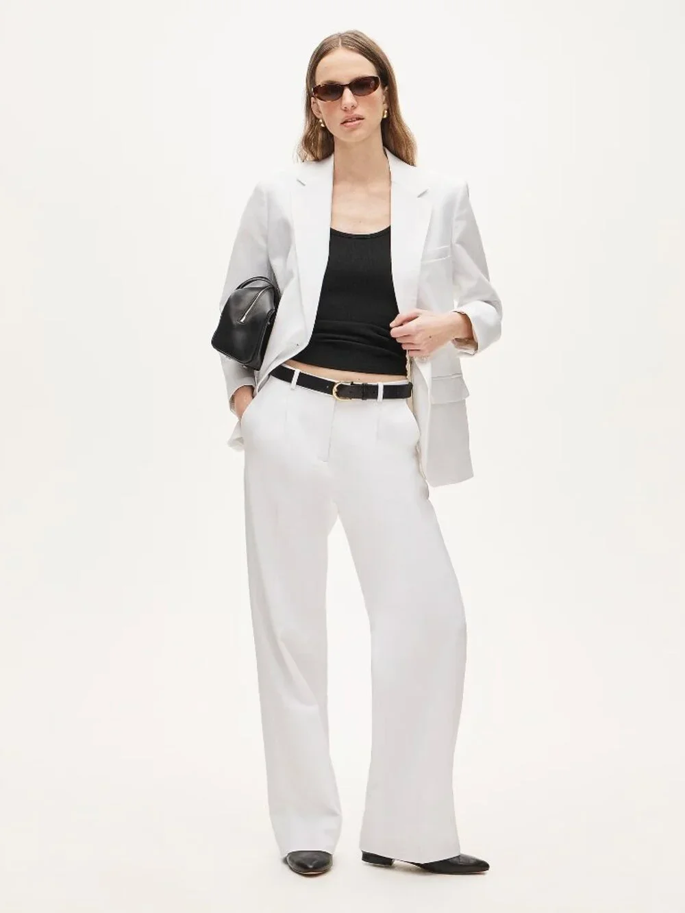 J. Crew Essential Wide-Leg Pant in Gramercy Linen Blend White
